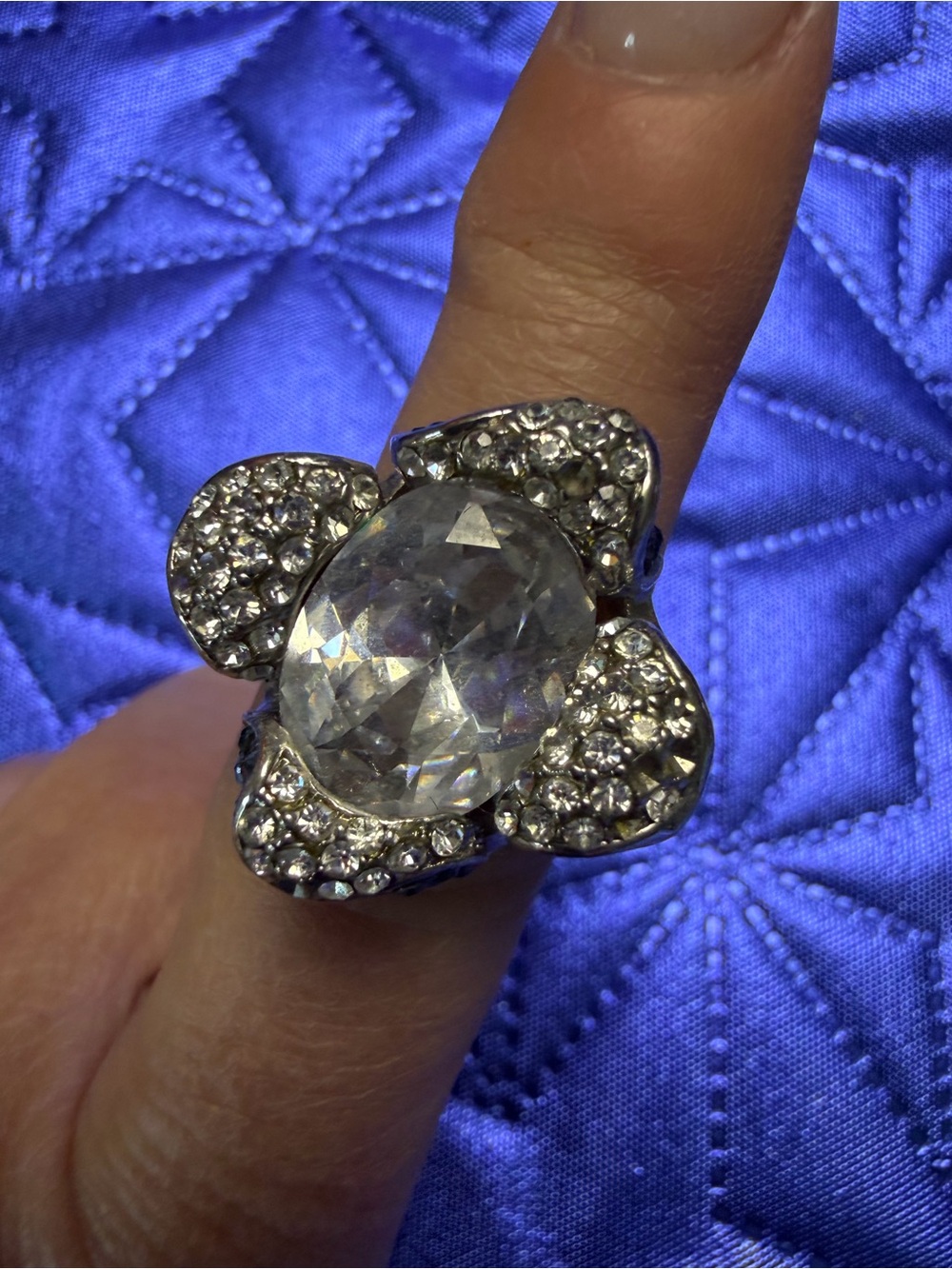 Park Lane Clear Crystal Flower Statement Ring Size 8 New
